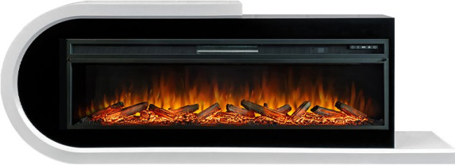 Каминокомплект Basel 60 L - Белый с черным с очагом Vision 60 LOG LED в Санкт-Петербурге