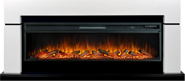 Каминокомплект Lindos 60 - Белый с черным с очагом Vision 60 LOG LED в Санкт-Петербурге