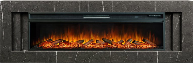 Каминокомплект Line 60 SFT Stone Touch - Серый мрамор с очагом Vision 60 LOG LED в Санкт-Петербурге