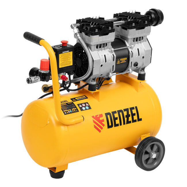 Компрессор DLS950/24 безмаслянный малошумный 950 Вт, 165 л/мин, ресивер 24 л Denzel в Санкт-Петербурге