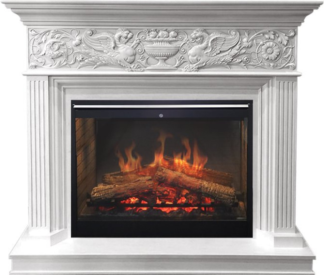 Каминокомплект Palace - Белый с серебром с очагом Symphony 30'' DF3020-INT в Санкт-Петербурге