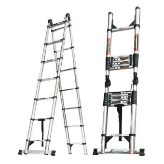 Лестница телескопическая трансформер нержавеющая сталь 3,3/6,6 м TM-5066CC