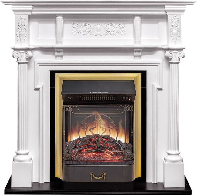 Каминокомплект Oxford - Белый с очагом Majestic FX M Brass в Санкт-Петербурге