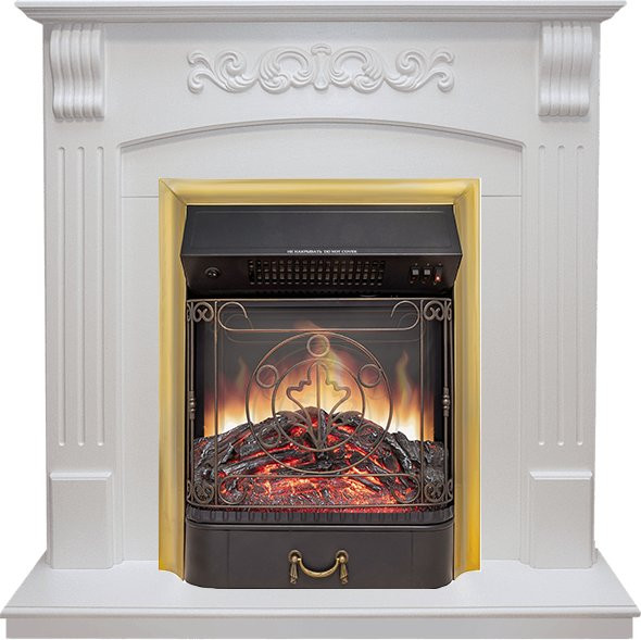 Каминокомплект Sorrento угловой - Белый дуб с очагом Majestic FX M Brass в Санкт-Петербурге