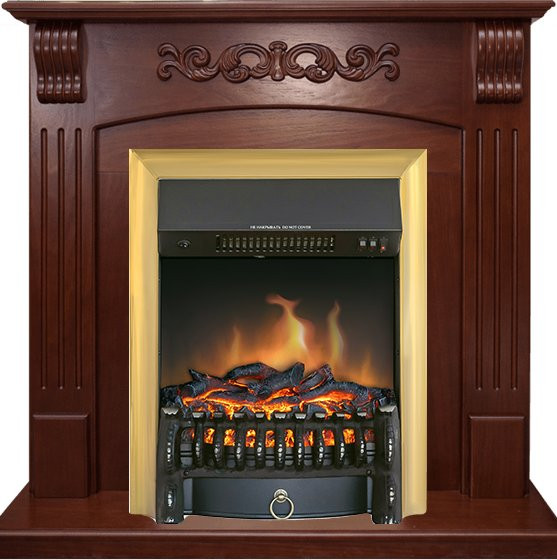Каминокомплект Sorrento угловой - Орех с очагом Fobos FX Brass в Санкт-Петербурге
