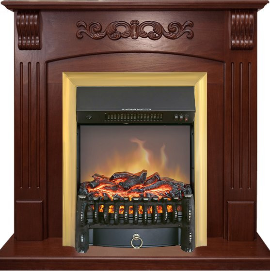 Каминокомплект Sorrento угловой - Орех с очагом Fobos FX M Brass в Санкт-Петербурге