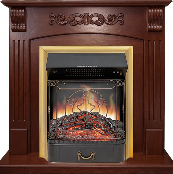 Каминокомплект Sorrento угловой - Орех с очагом Majestic FX Brass в Санкт-Петербурге