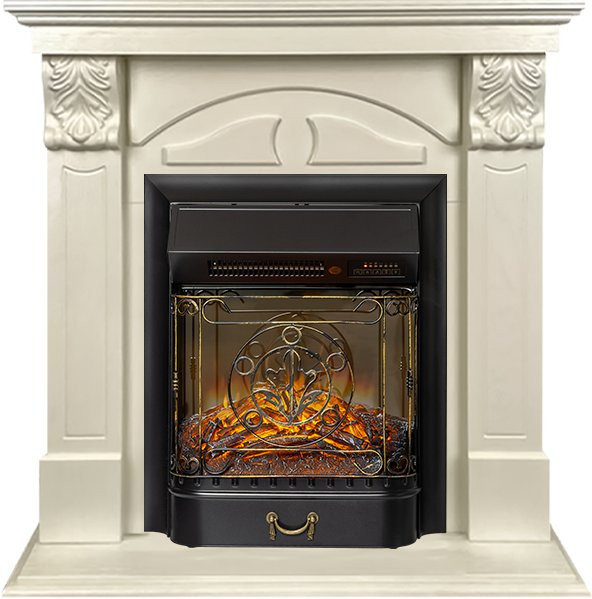 Каминокомплект Dublin (деревянный) RUSTIC (Разборный) - Слоновая кость с очагом Majestic FX M Black RC в Санкт-Петербурге