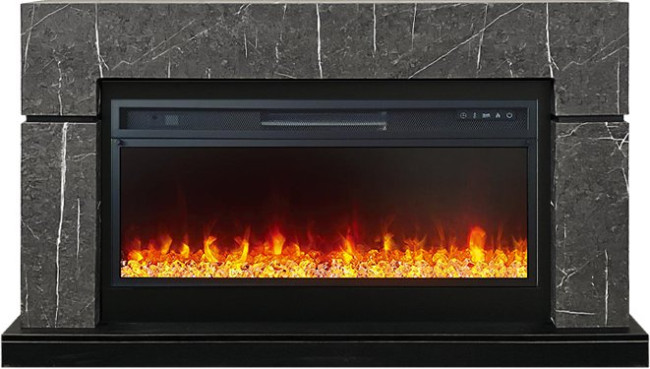 Каминокомплект Lindos 42 SFT - Серый мрамор (Ширина 1470мм) с очагом Vision 42 LED в Санкт-Петербурге