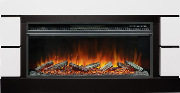 Каминокомплект Modern 42 SFT - Белый с черным с очагом Vision 42 LOG LED в Санкт-Петербурге