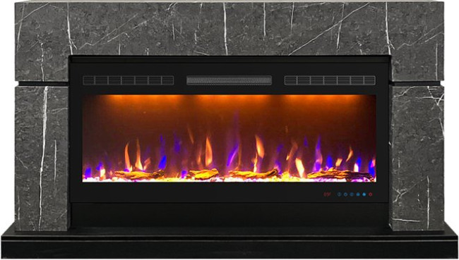 Каминокомплект Lindos 42 SFT - Серый мрамор (Ширина 1470мм) с очагом Crystal 40 RF в Санкт-Петербурге