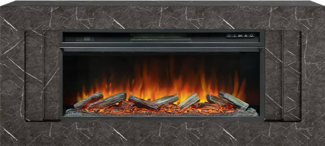 Каминокомплект Line 42 SFT Stone Touch (Разборный) - Серый мрамор с очагом Vision 42 LOG LED в Санкт-Петербурге