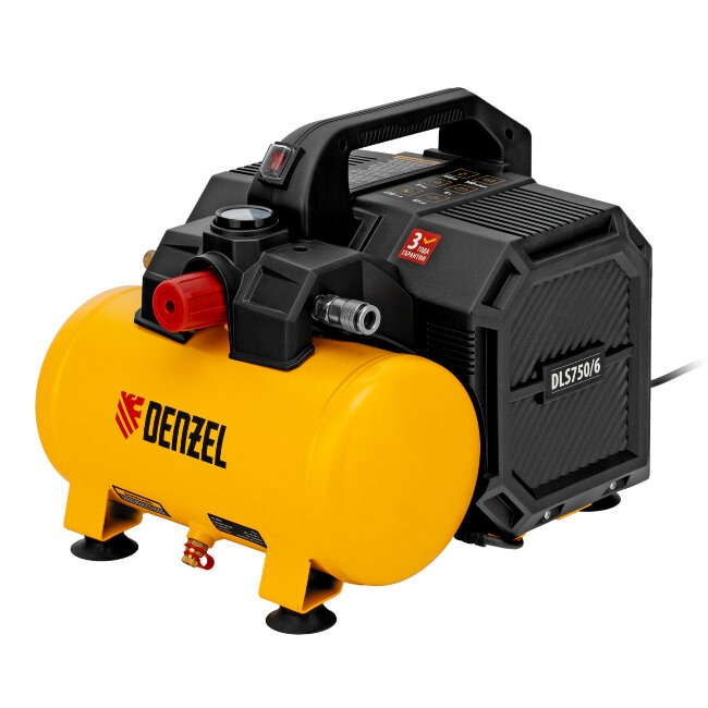 Компрессор  DLS750/6 безмасляный малошумный 750 Вт, 140 л/мин,ресивер 6 л Denzel в Санкт-Петербурге